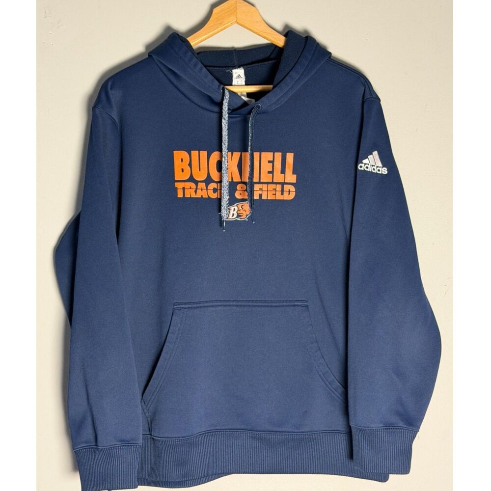 Adidas Bucknell Bison Track & Field Hoodie L Navy Team Issued Tech Fleece